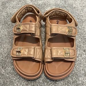 Tan quilted sandals